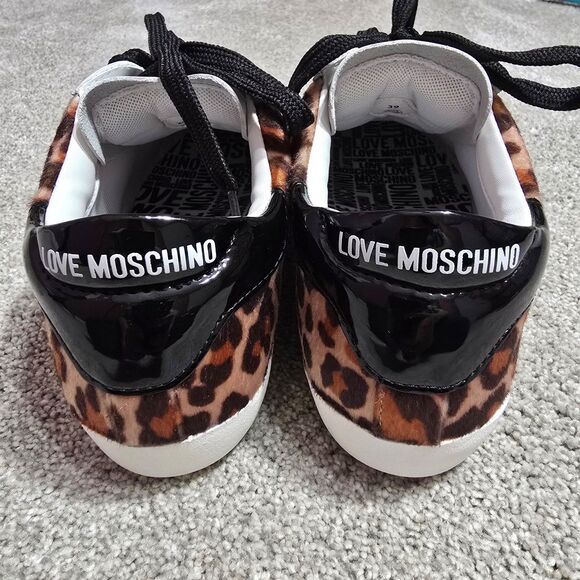NWOT Love Moschino RARE glittery heart animal print sneakers - Picture 7 of 11